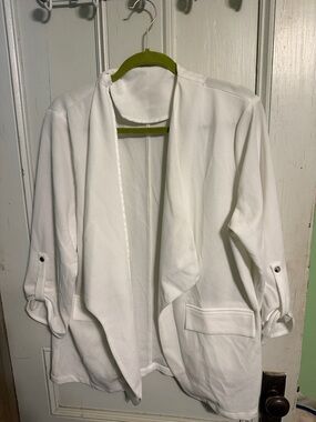 Amazon White Open-Front Draped Blazer